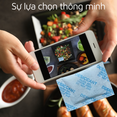 Gói Hút Ẩm 2g - Vải Lụa, Chữ Cảnh Báo Màu Xanh, Đỏ.